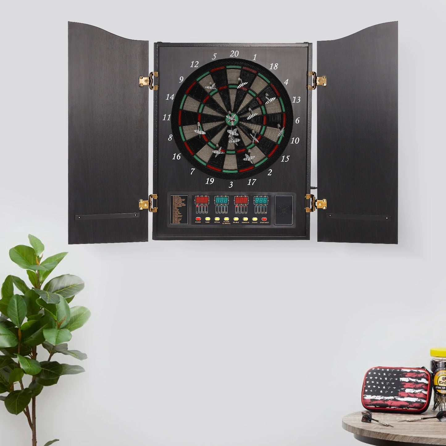 Electronic Dart Board Set With 12 Darts 4 LED Displays And Voice Prompts