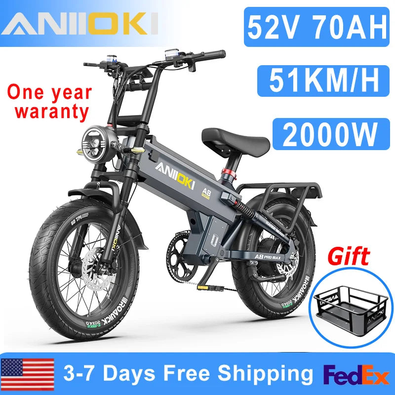 Electric Fat Tire Ebike With 2000W Peak Motor And Battery