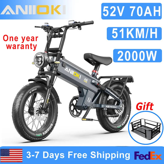 Electric Fat Tire Ebike With 2000W Peak Motor And Battery
