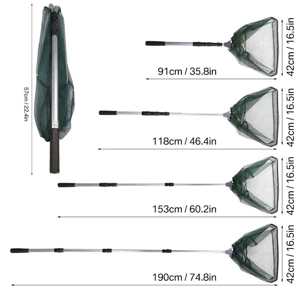 Telescopic Landing Net For Fly Fishing Folding Mesh Net