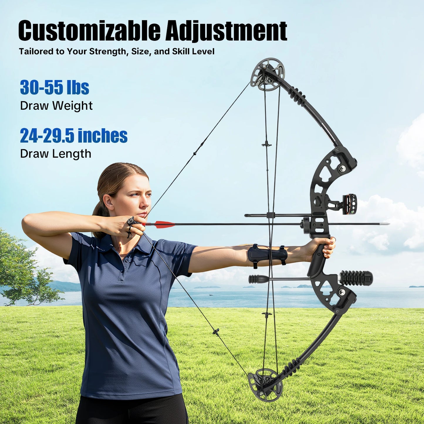 Compound Bow Set for Adults Right Hand with 12 Arrows