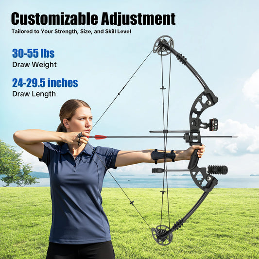 Compound Bow Set for Adults Right Hand with 12 Arrows