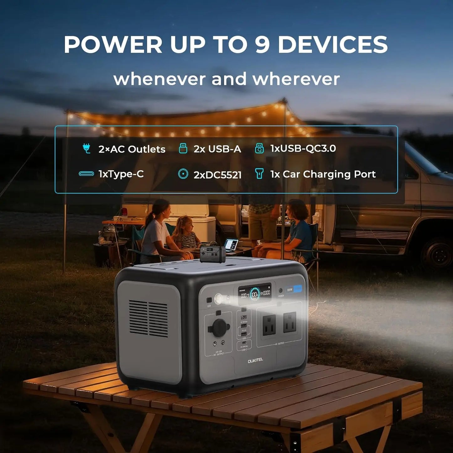 OUKITEL P800E Portable Power Station 800W Solar Generator 512Wh LiFePO4