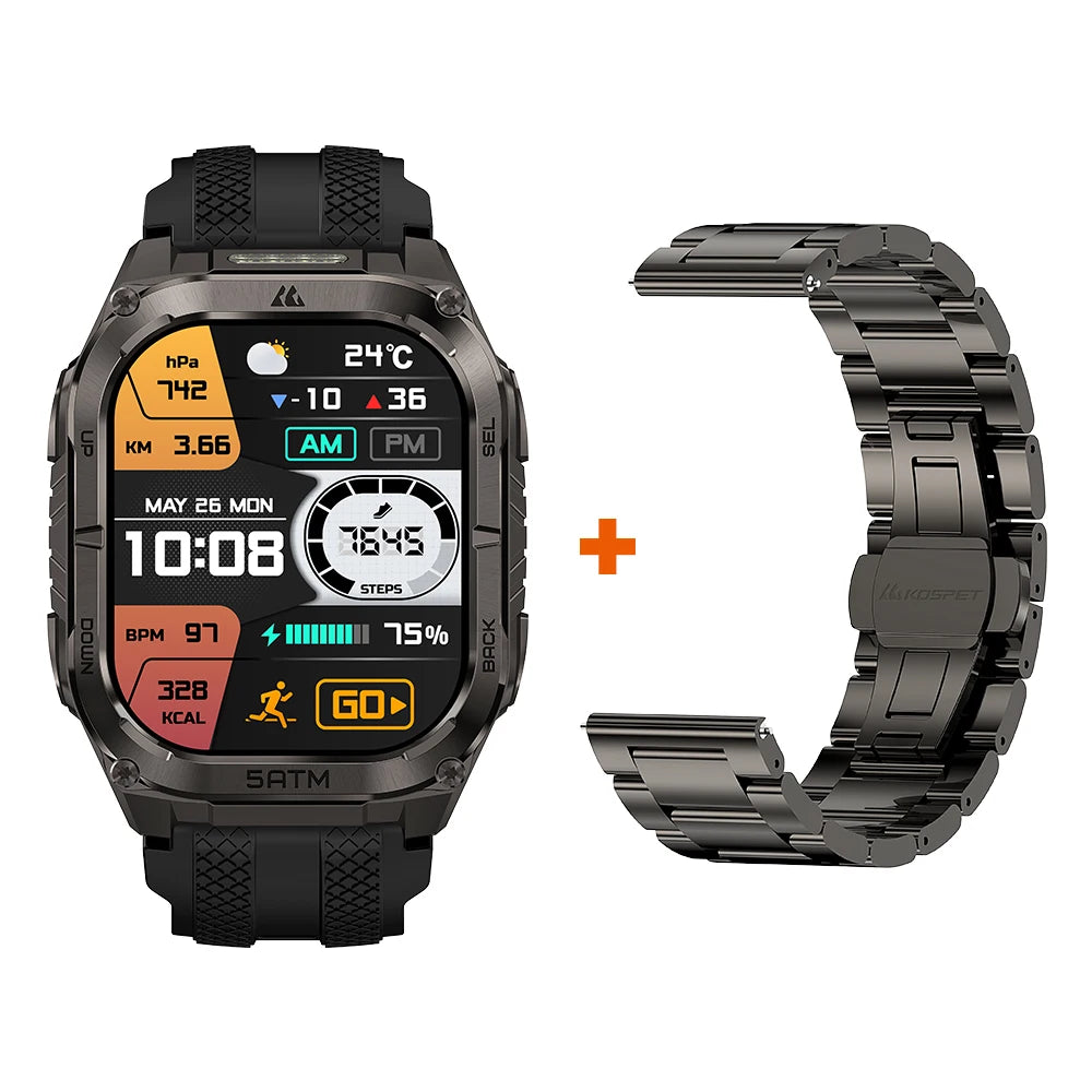 KOSPET Tank M4C Rugged Smartwatch Military GPS With Flashlight