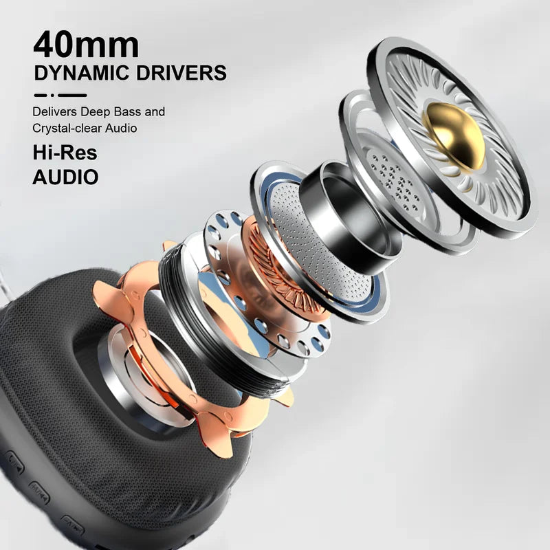 Foldable Bluetooth Headphones Over Ear HiFi Wireless Headset