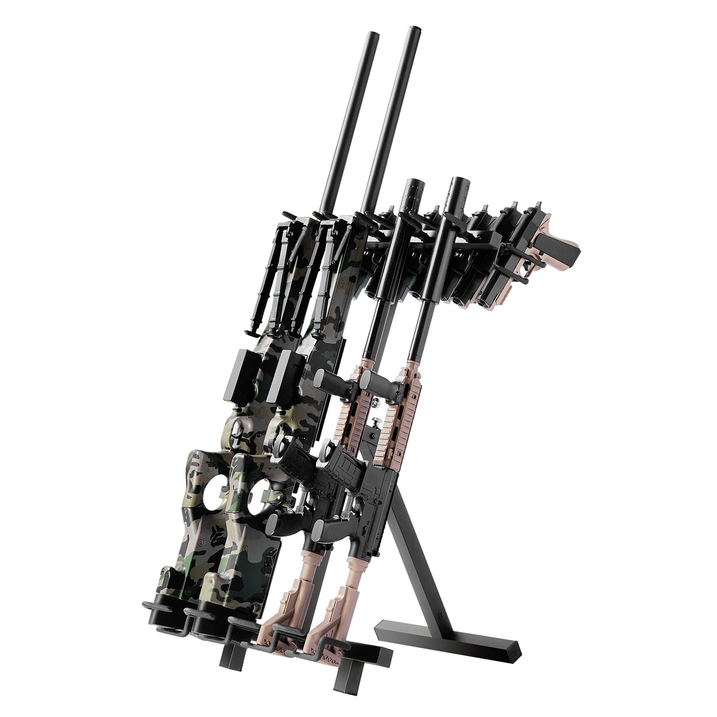 SucceBuy Folding Steel Gun Rack Holds Pistols Rifles Shooting Range