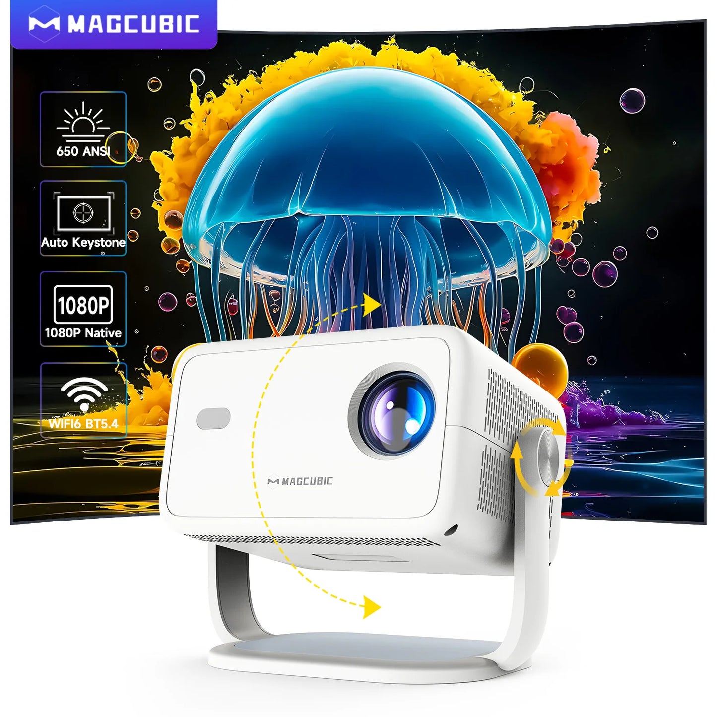 Magcubic Native 1080P Projector With Auto Keystone And WiFi 6