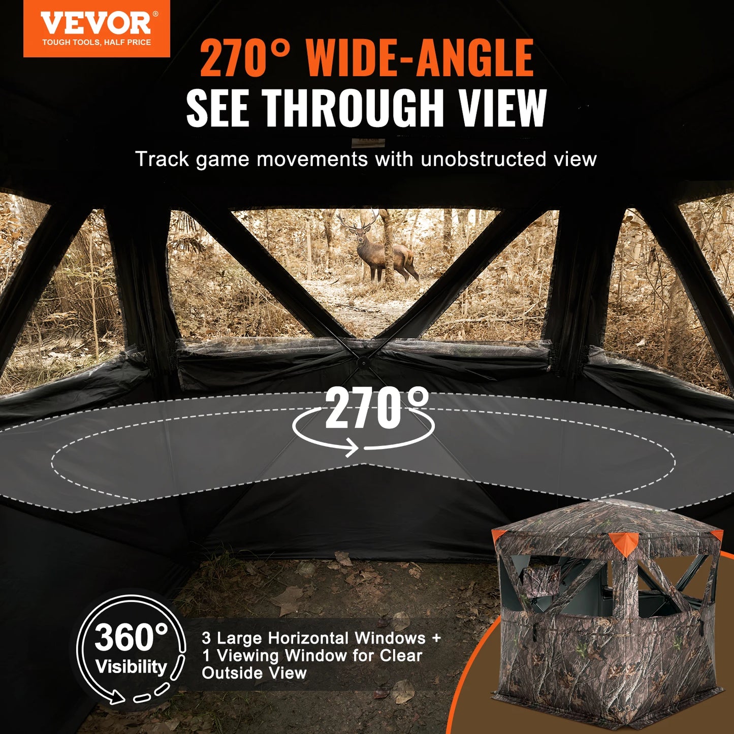 Ground Blind See Through Pop Up Deer Blind for Hunting