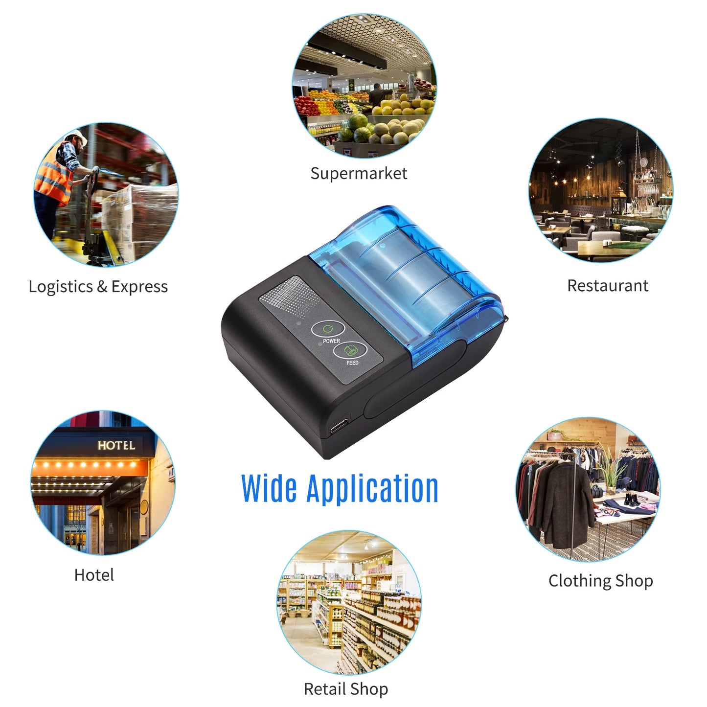 Meterk Portable Mini Thermal Printer Wireless USB Receipt