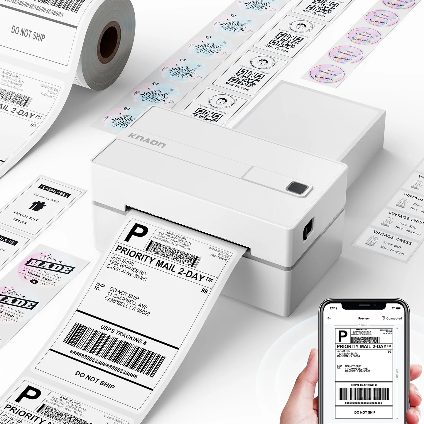 Thermal Label Printer For Shipping Labels Compatible Android iPhone Windows