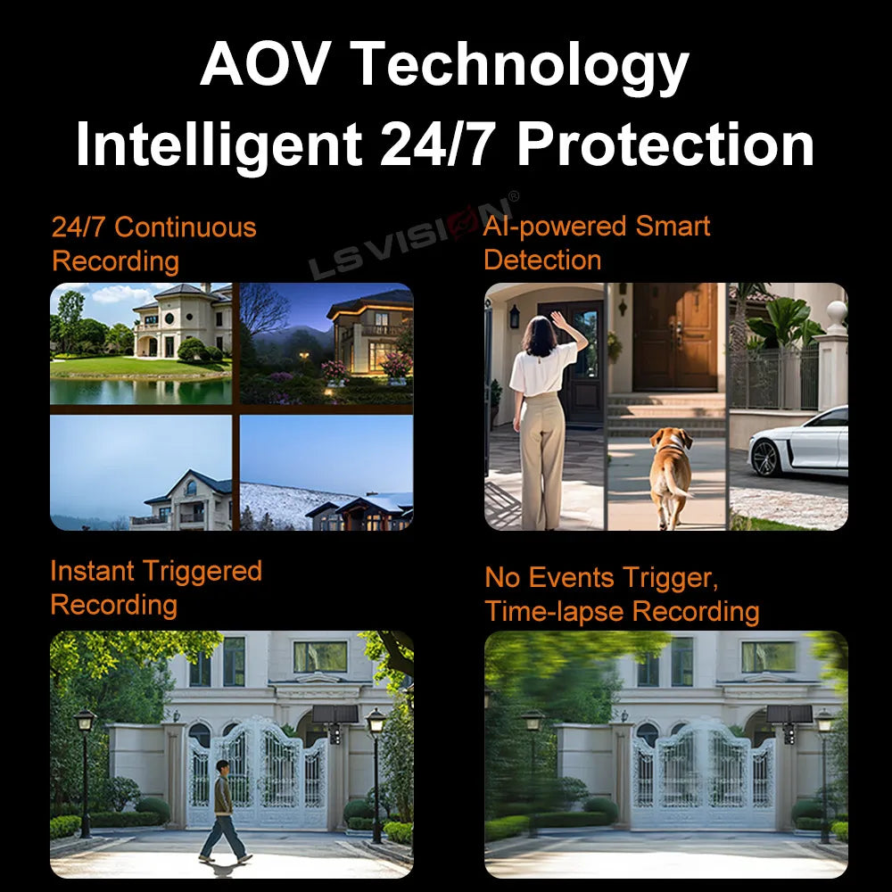 LS VISION 24/7 Recording Solar Security Camera With 4G WiFi AI Detection