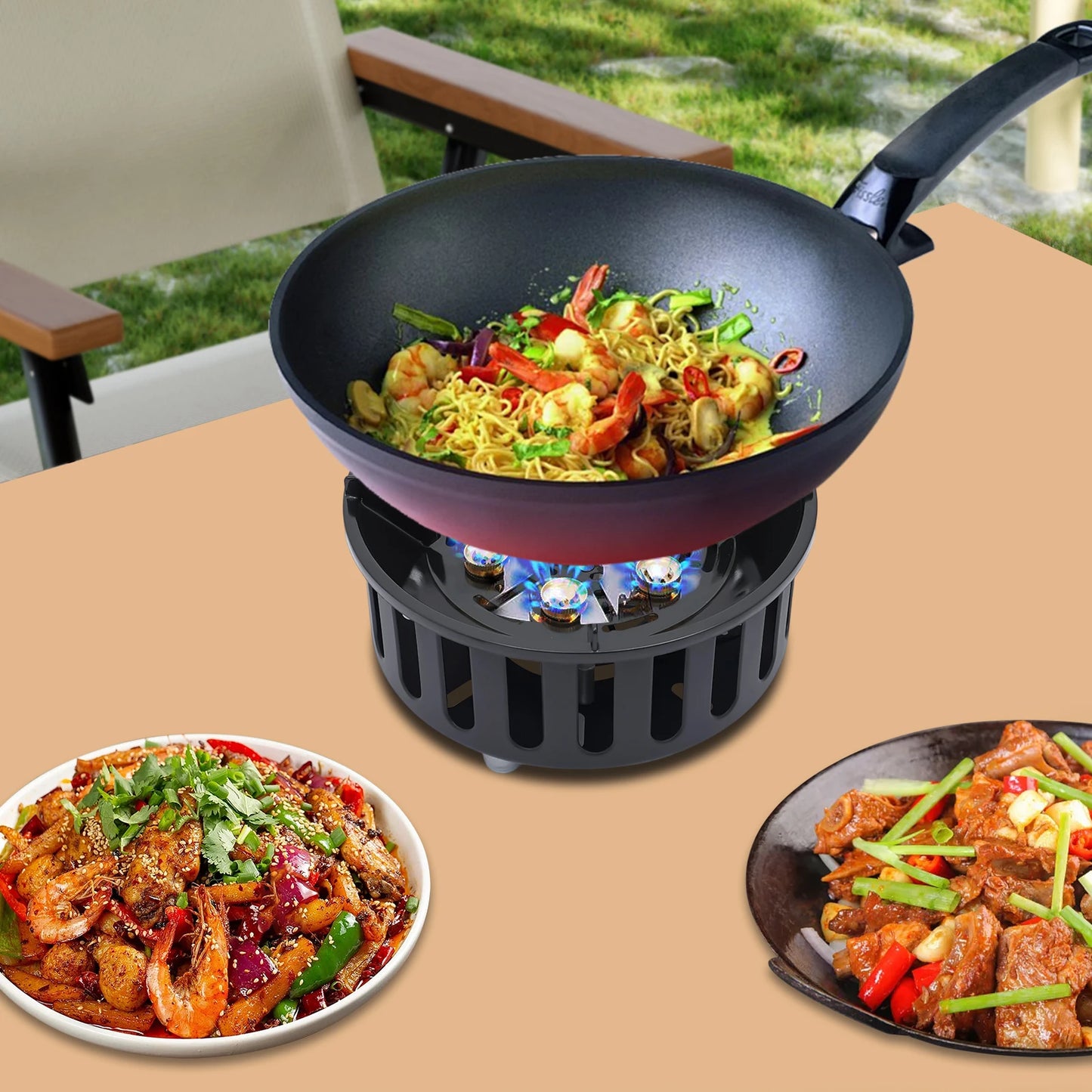 21000W Portable Butane Camping Stove With Two Adapters For Outdoor Frying