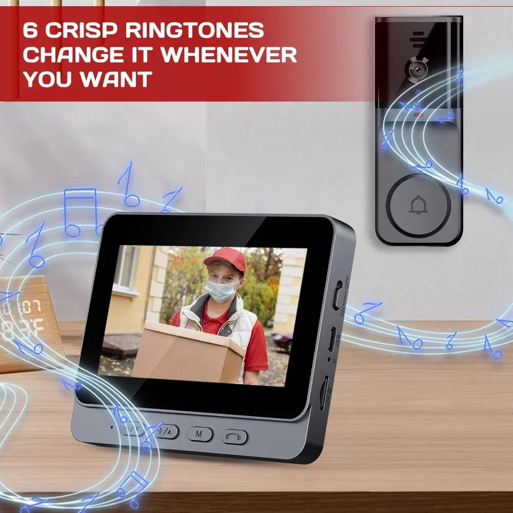 WiFi Wireless Intercom Doorbell With IPS Screen Two Way Audio