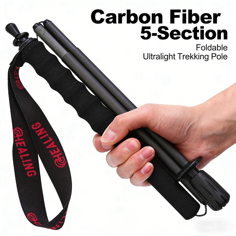 OKHEALING Trekking Poles Carbon Fiber Ultra-Light Folding