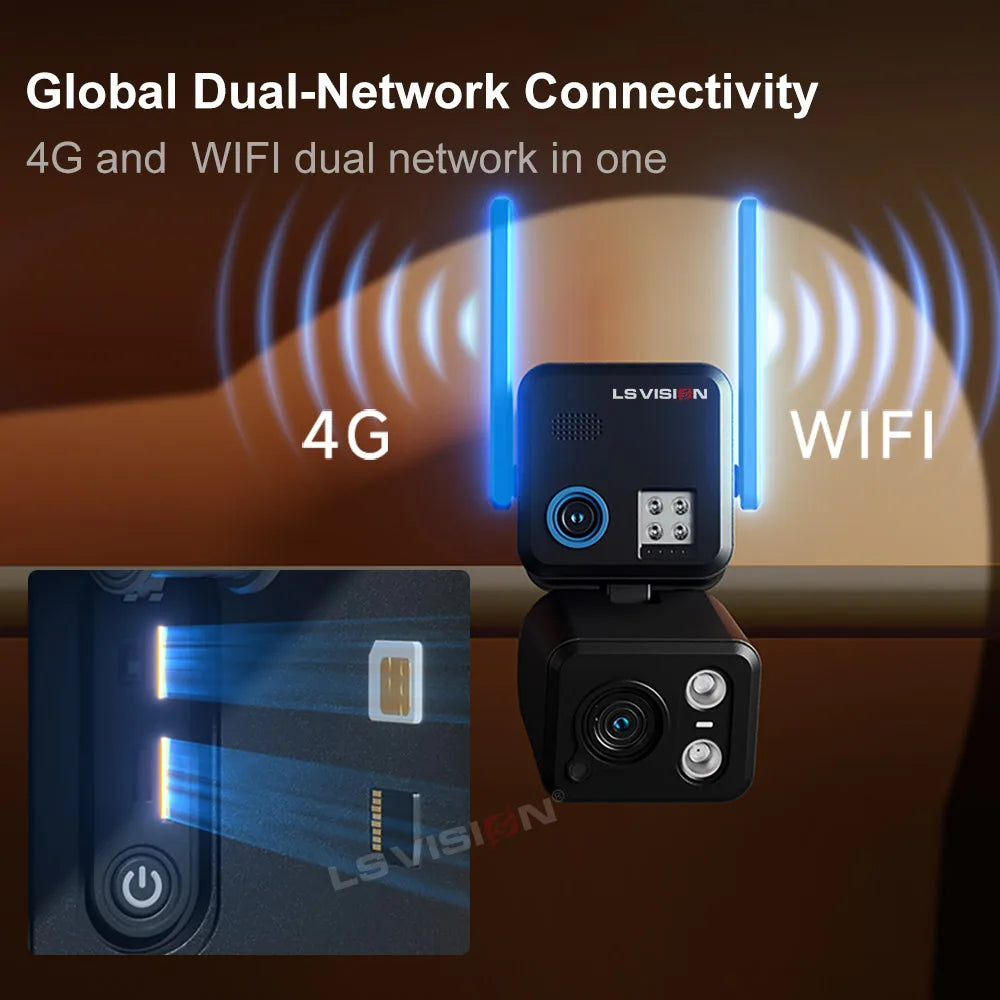 LS VISION Outdoor Solar Security Camera With 4G SIM WiFi