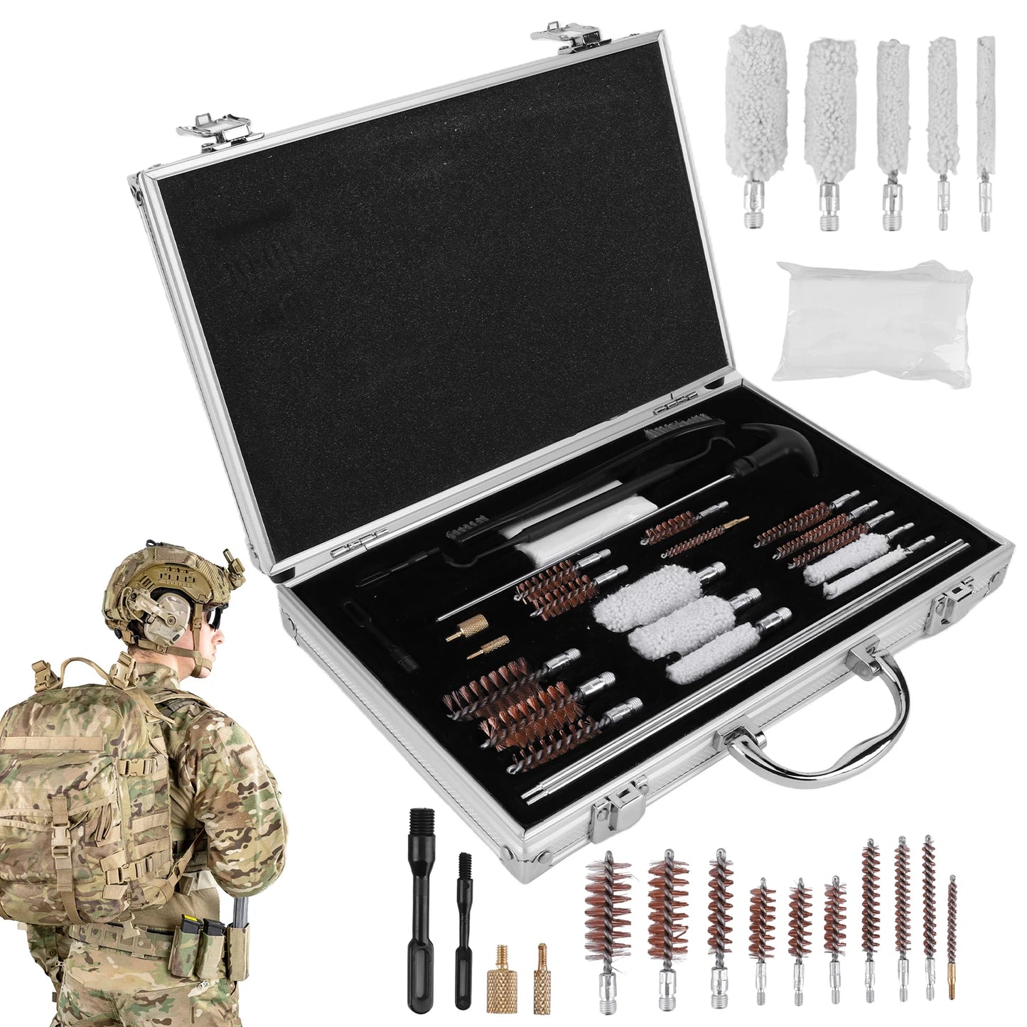 Gun Barrel Brush Box Set for Pistols and Shotguns Cleaning