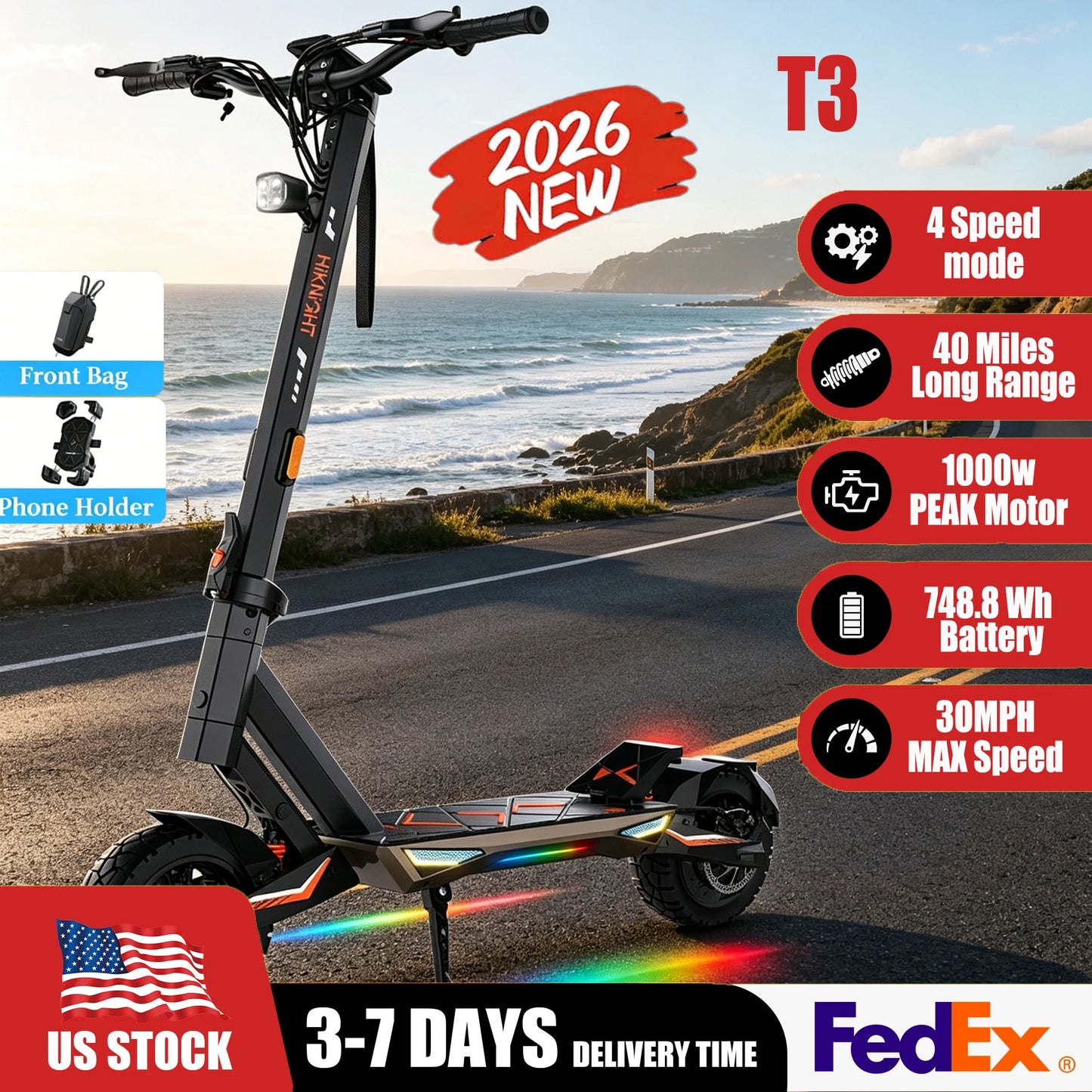 FENGQS ONECNA T2 1200W Foldable Electric Scooter Dual Motor