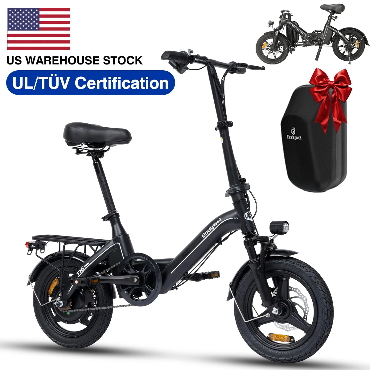 Bodywel Folding Electric Bike 500W UL CE 36V 13Ah Brakes