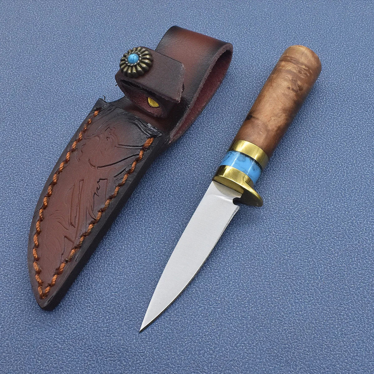 BlackDragon Outdoor Camping Knife With Wooden Handle Fixed Blade Survival