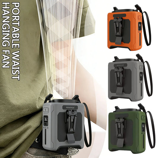 Portable 10000mAh Waist Clip Fan USB Rechargeable For Outdoors