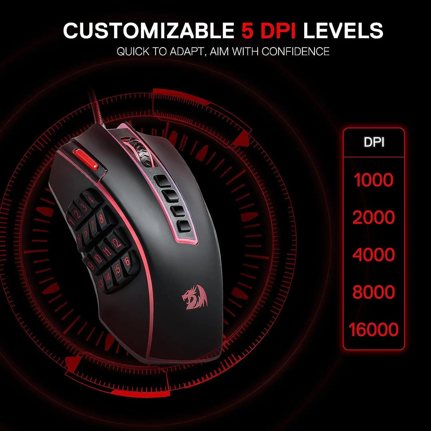 Redragon M990 MMO Gaming Mouse With 23 Programmable Buttons