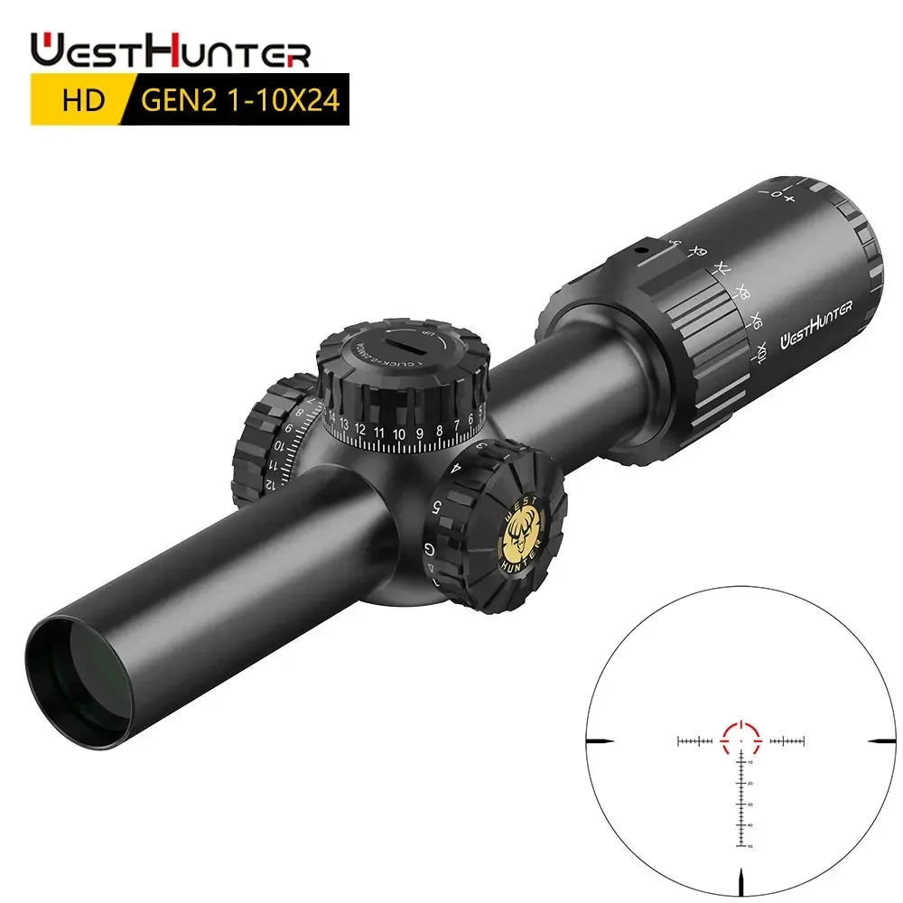 WestHunter HD Gen2 1-10x24 IR LPVO Rifle Scope Red Green Illumination