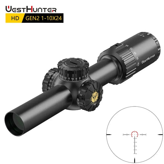 WestHunter HD Gen2 1-10x24 IR LPVO Rifle Scope Red Green Illumination