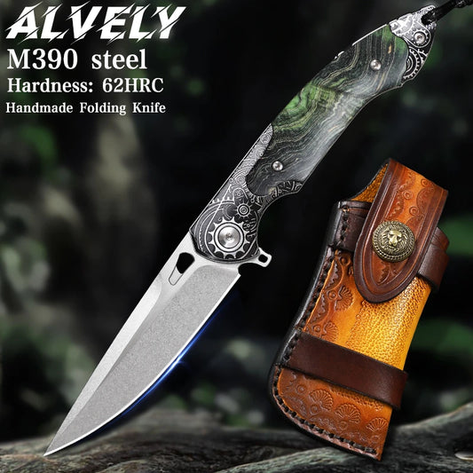 ALVELYDIY M390 Folding Pocket Knife EDC Everyday Carry