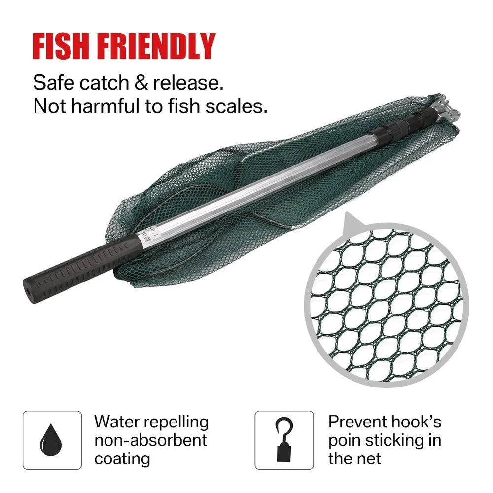 Telescopic Landing Net For Fly Fishing Folding Mesh Net