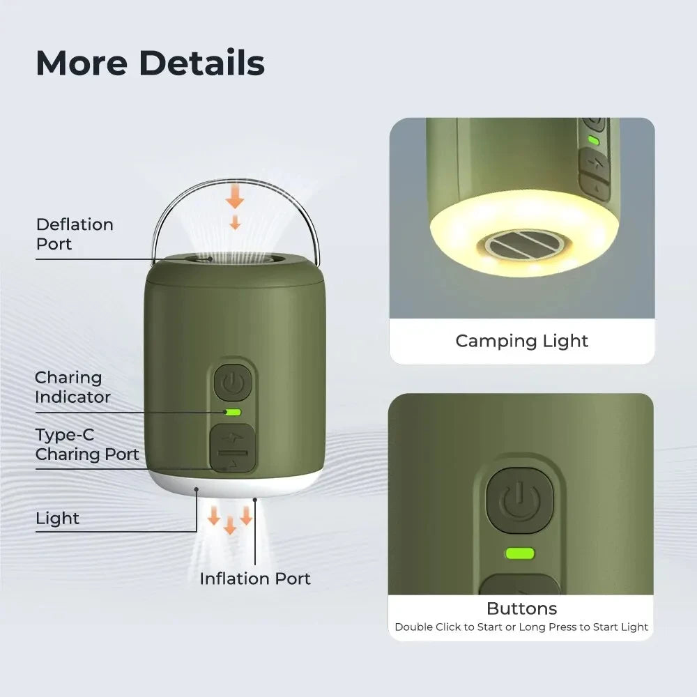 WestTune Portable Air Pump With Camping Lantern and Magnetic Design