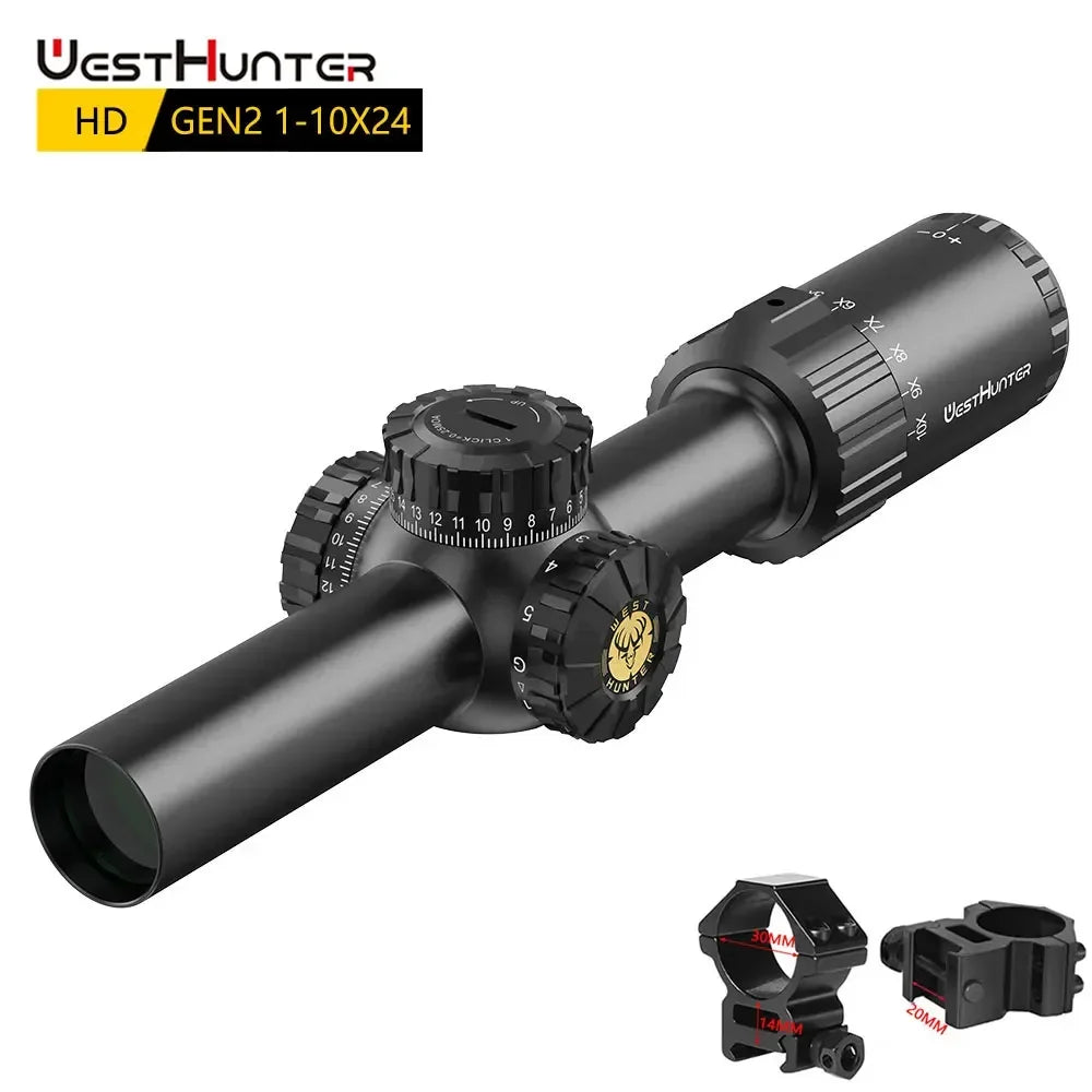 WestHunter HD Gen2 1-10x24 IR LPVO Rifle Scope Red Green Illumination
