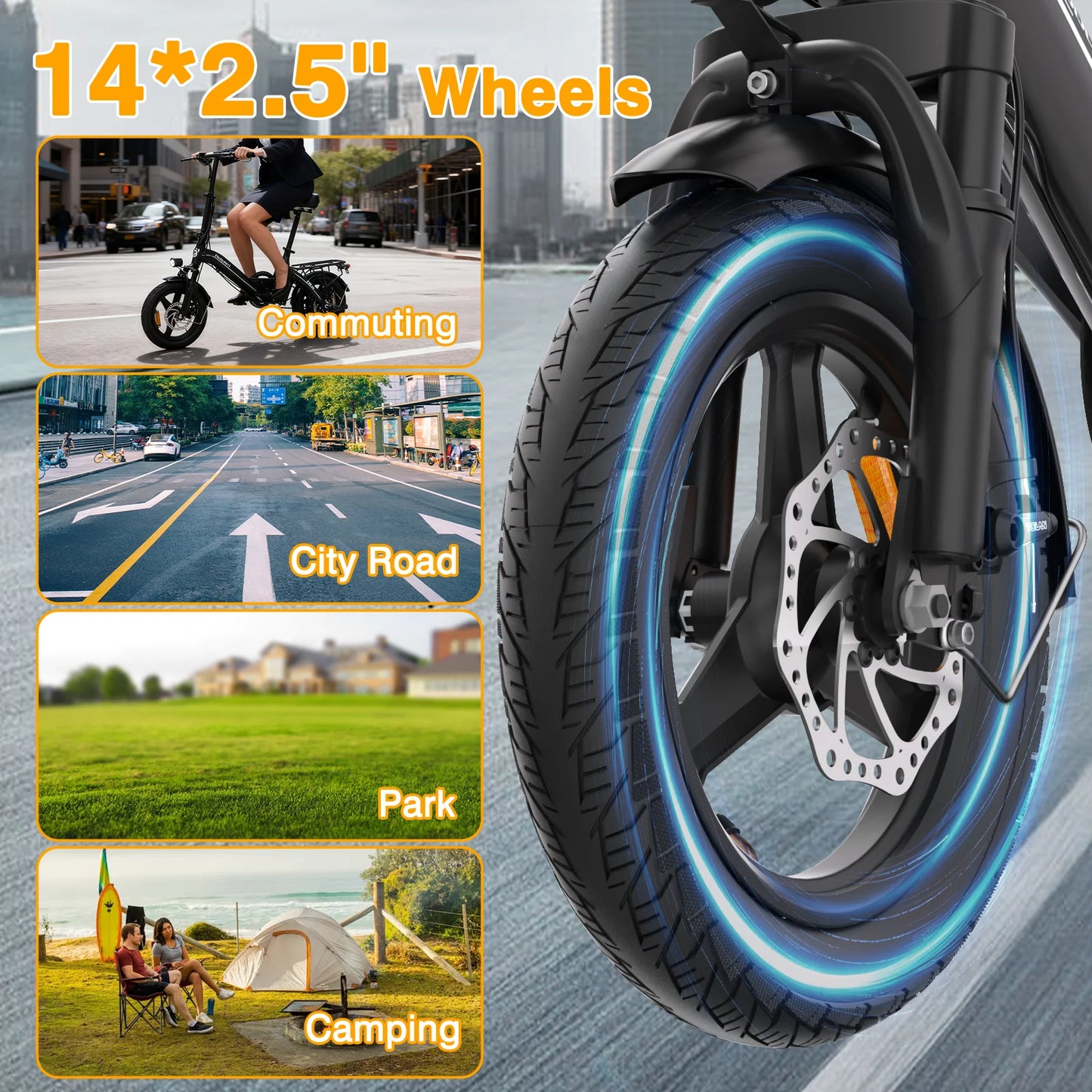 Bodywel Folding Electric Bike 500W UL CE 36V 13Ah Brakes
