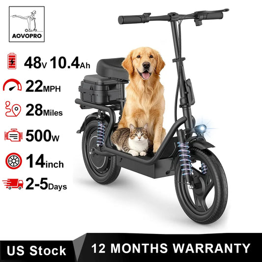 AOVOPRO Electric Scooter For Adults 500W Up To 22 Mph