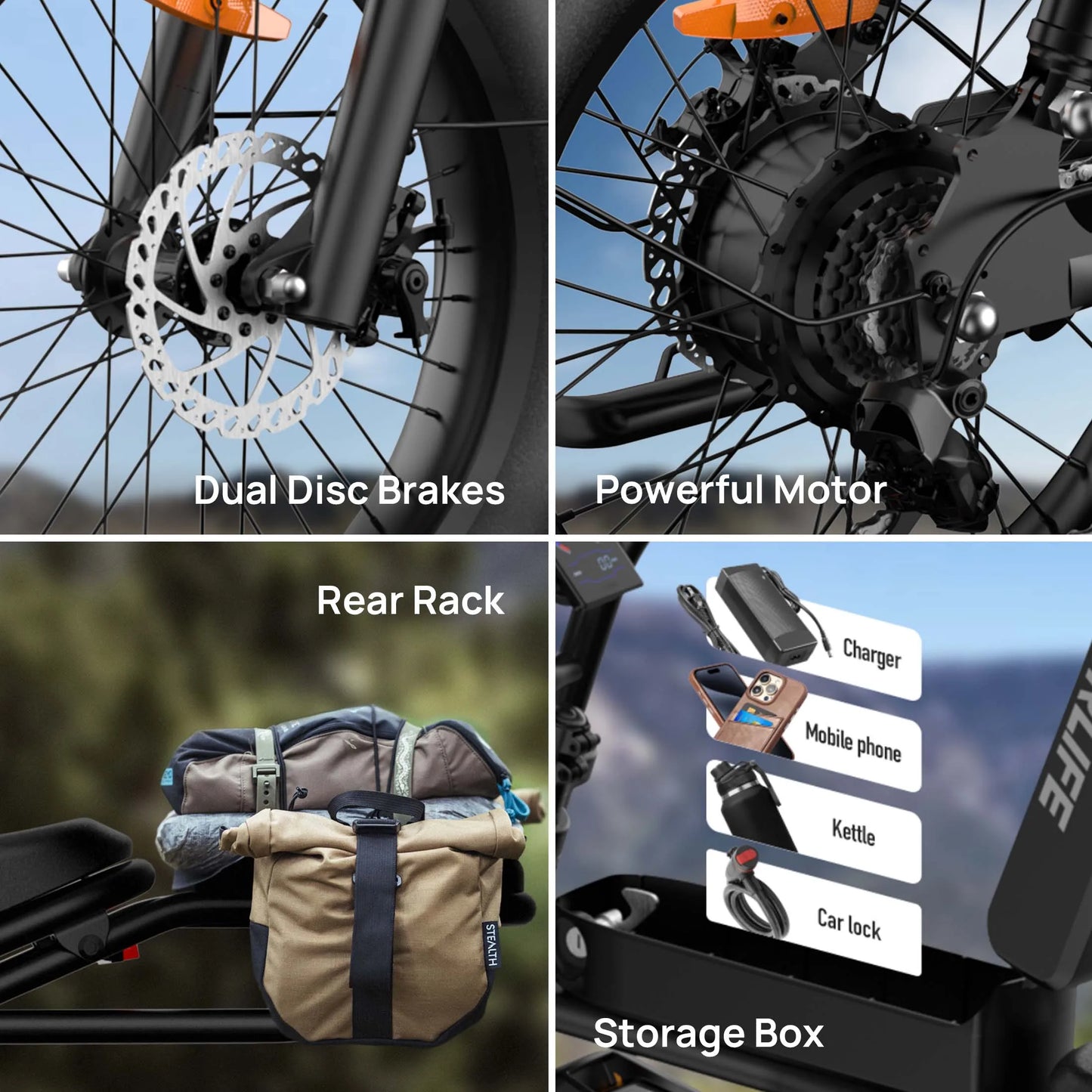 URLIFE T2 1500W Fat Tire Electric Bike 28MPH 48V Battery
