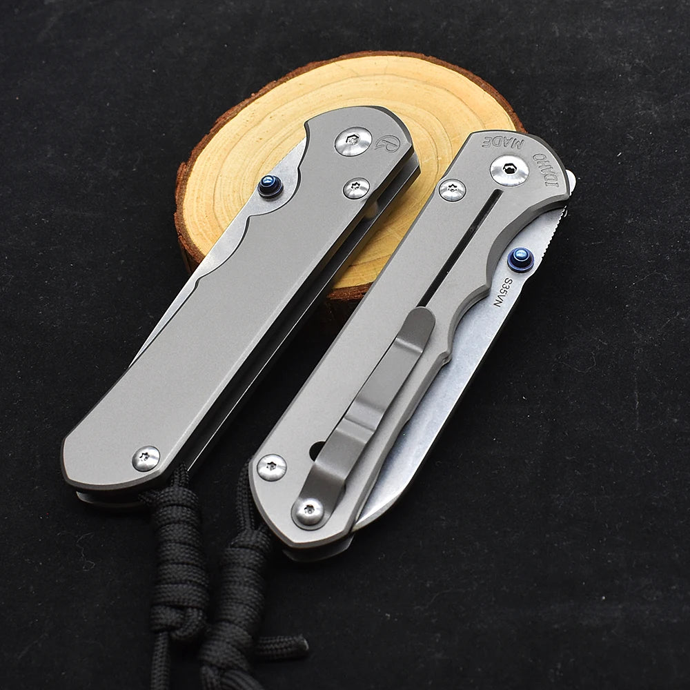 LUOKESI Folding Knife S35VN Blade Ball Bearing Stone Wash Titanium