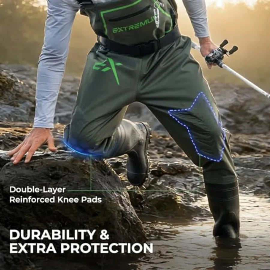 Men's PVC Chest Waders With Slip Resistant Boots For Fishing