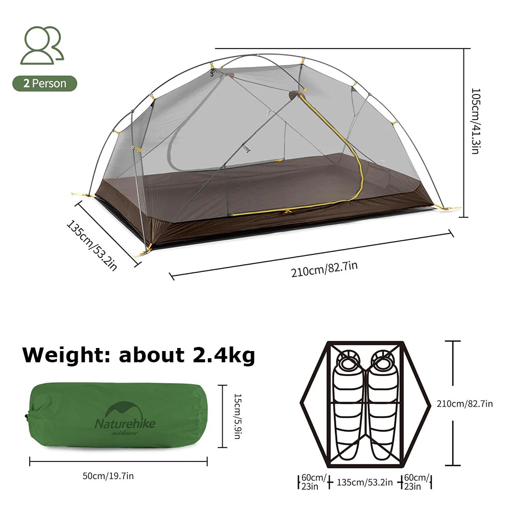 Naturehike Mongar 2 Person Backpacking Tent Ultralight Waterproof