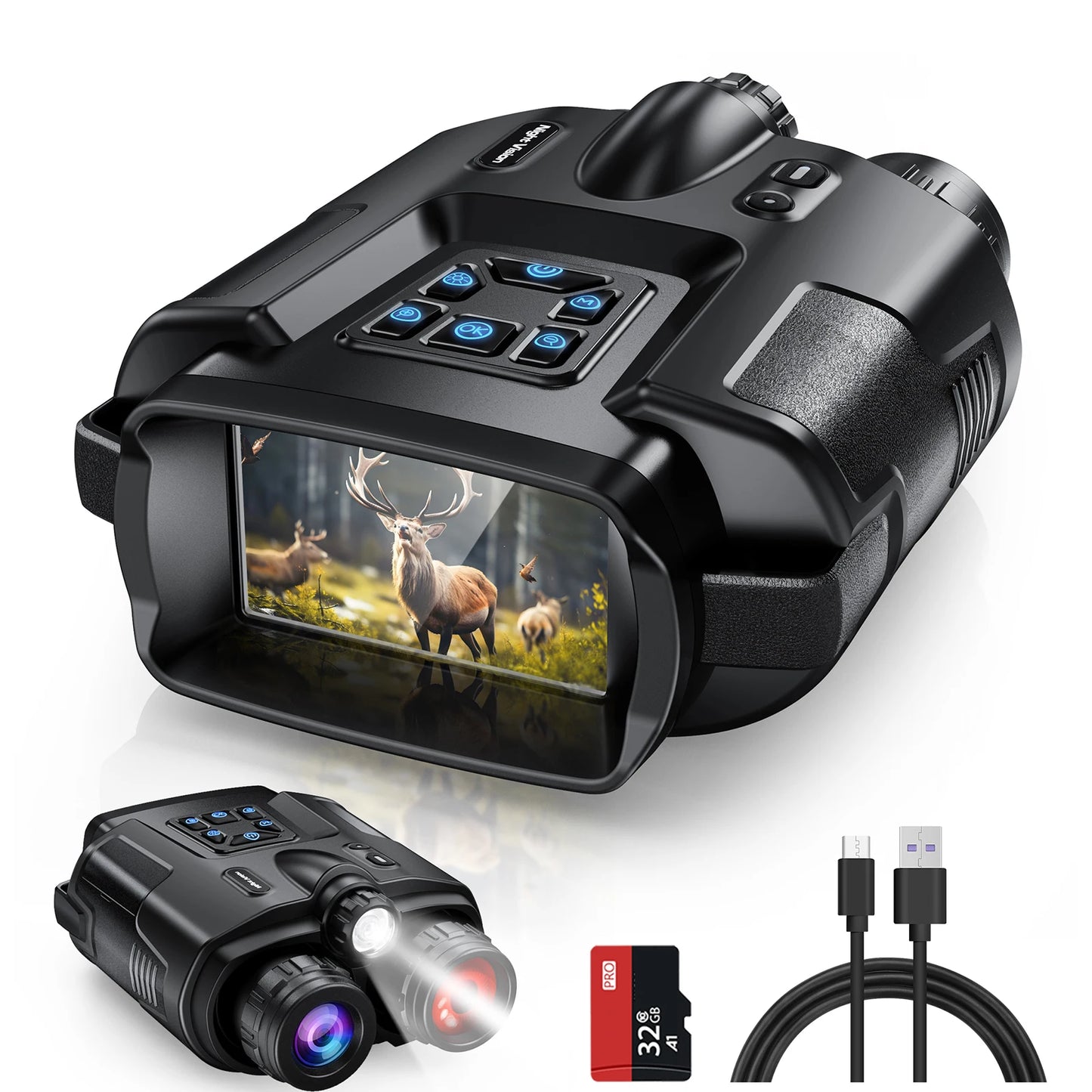 USB Rechargeable 4K Night Vision Binoculars With Infrared 8X Zoom
