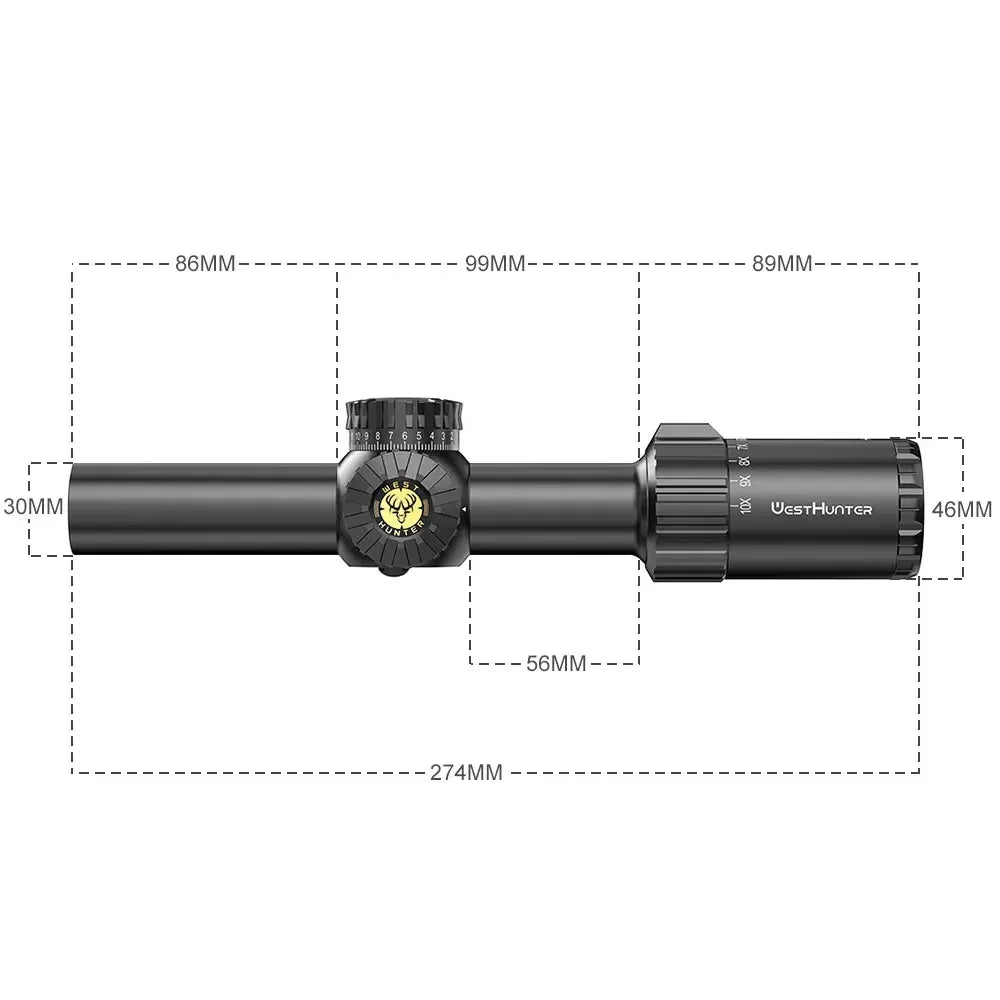 WestHunter HD Gen2 1-10x24 IR LPVO Rifle Scope Red Green Illumination
