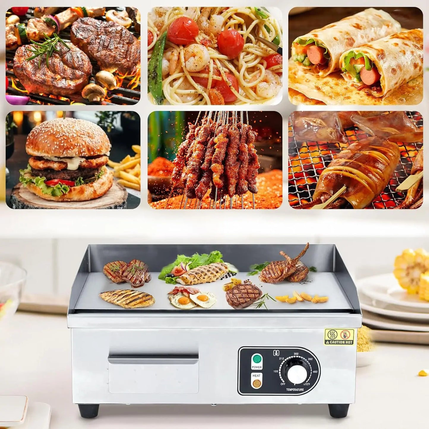 HiMISS Electric Griddle for Outdoor Cooking, 3600W, Adjustable Temperature