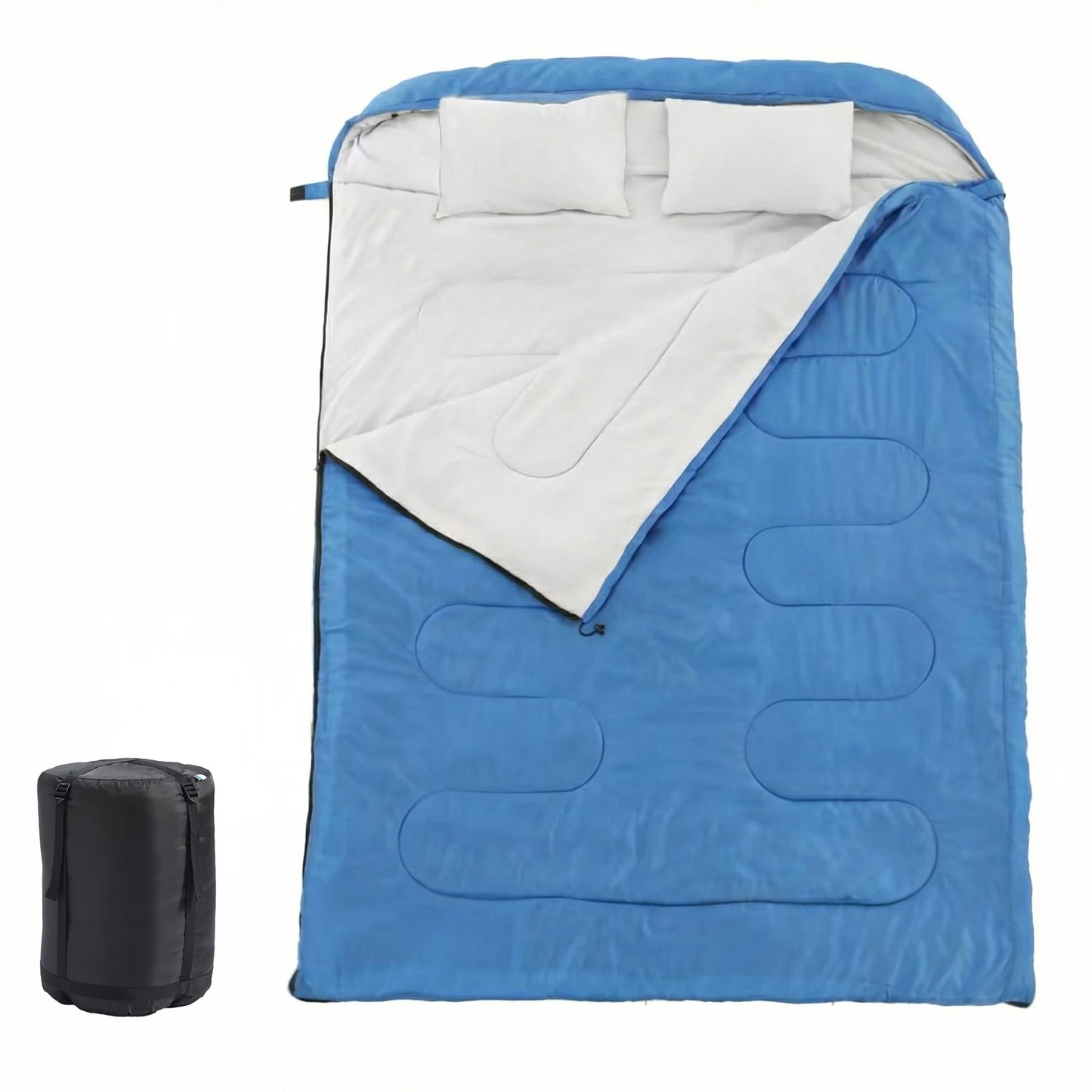 3 Season Double Sleeping Bag for Adults with Pillow