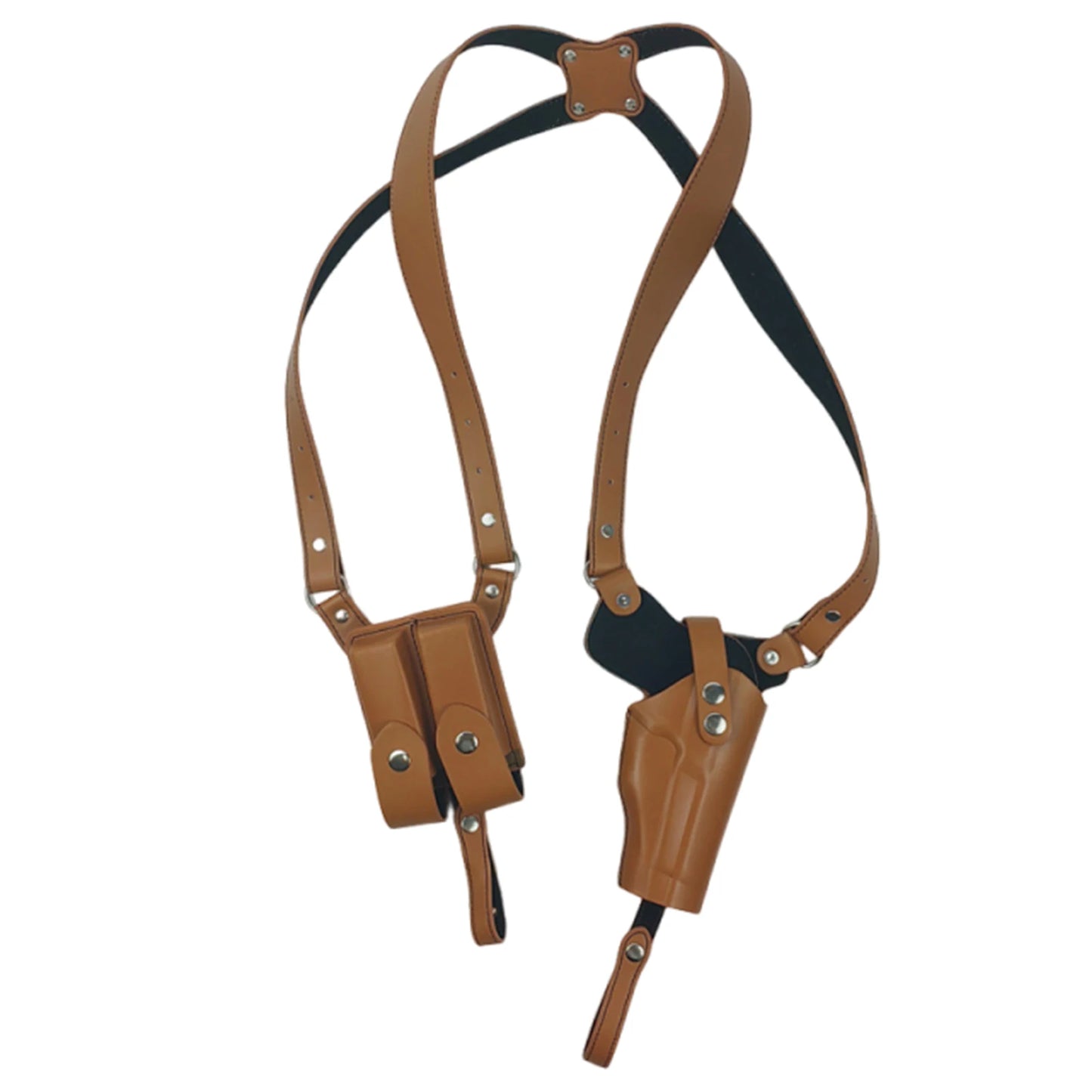 Leather Vertical Gun Holster With Double Mag Pouch Concealed