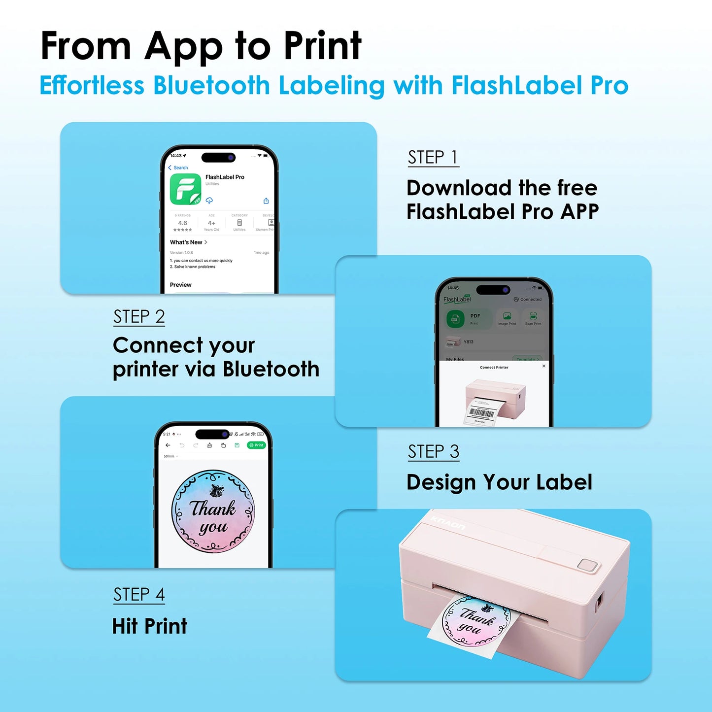 Thermal Label Printer For Shipping Labels Compatible Android iPhone Windows