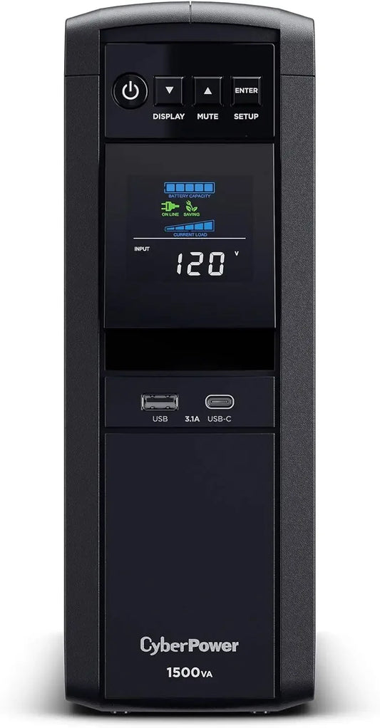 CP1500PFCLCD PFC Sinewave UPS System 1500VA 1000W 12Outlets Mini Tower
