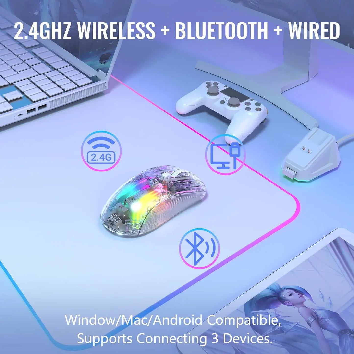 Attack Shark X2Pro Wireless Gaming Mouse With RGB Dock
