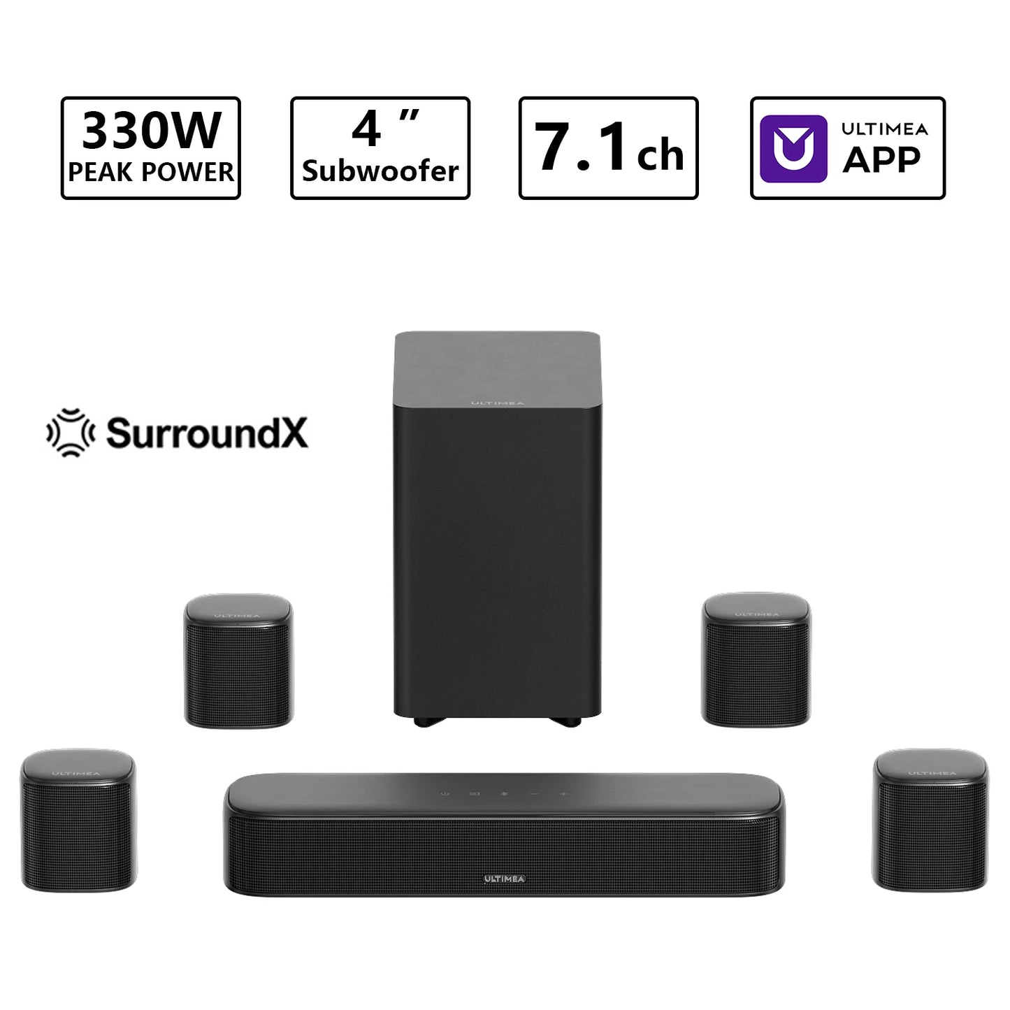 Ultimea Aura S4T 350W 7.1ch Soundbar With Subwoofer HDMI ARC