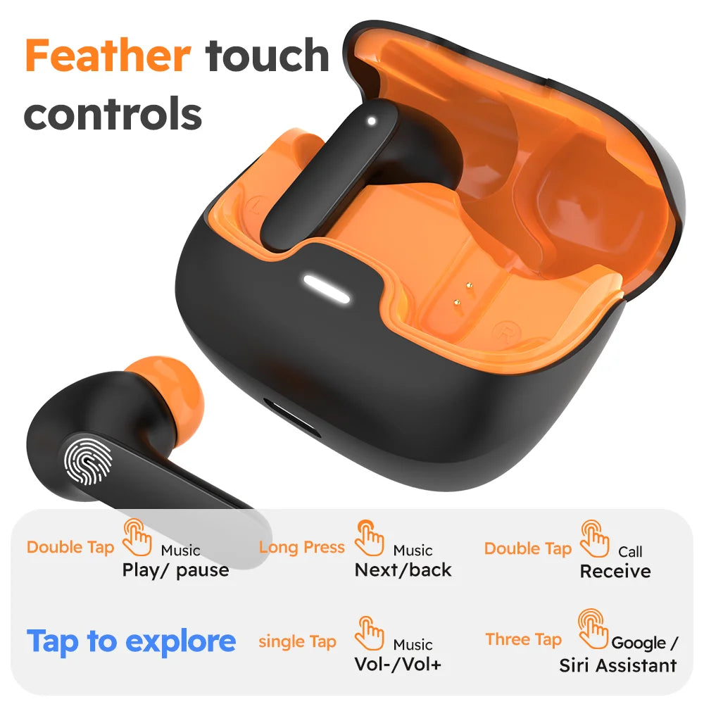 Jogrytece Bluetooth 5.4 TWS Earphones Ultra Low Latency ENC