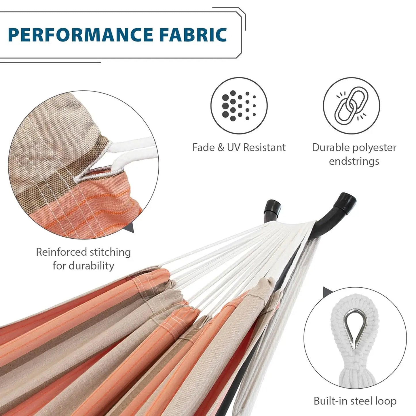 Weather Resistant Double Brazilian Hammock With Fade Resistant Fabric