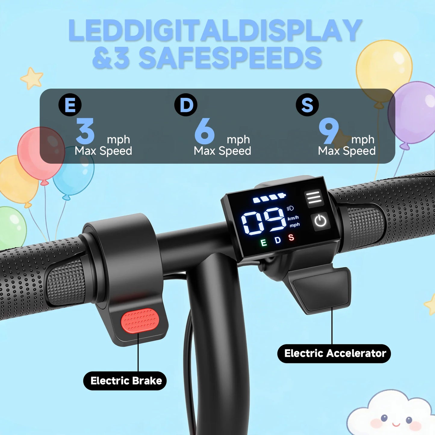 Ladped Electric Kids Scooter With Three Speeds And 250W Motor