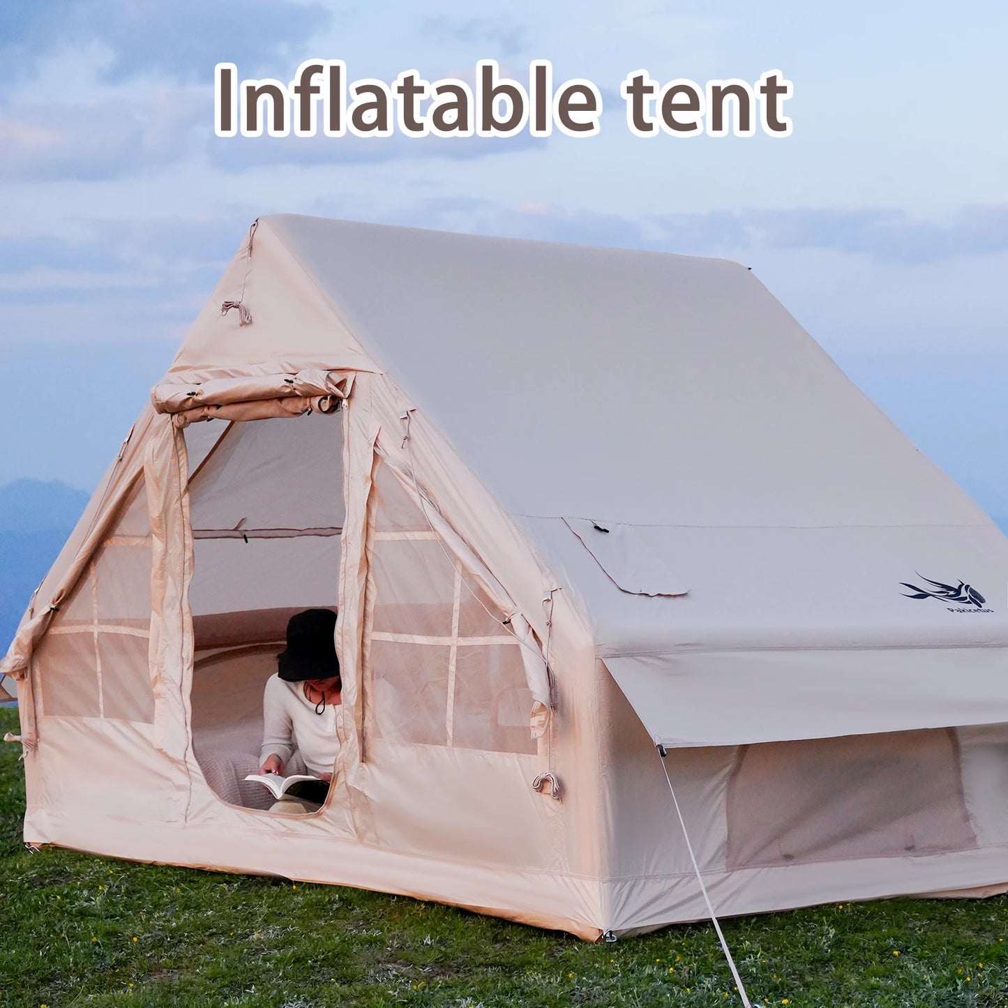 Pakicetus Inflatable Camping Tent Quick-Setup Air Frame 4-Season Stove Jack